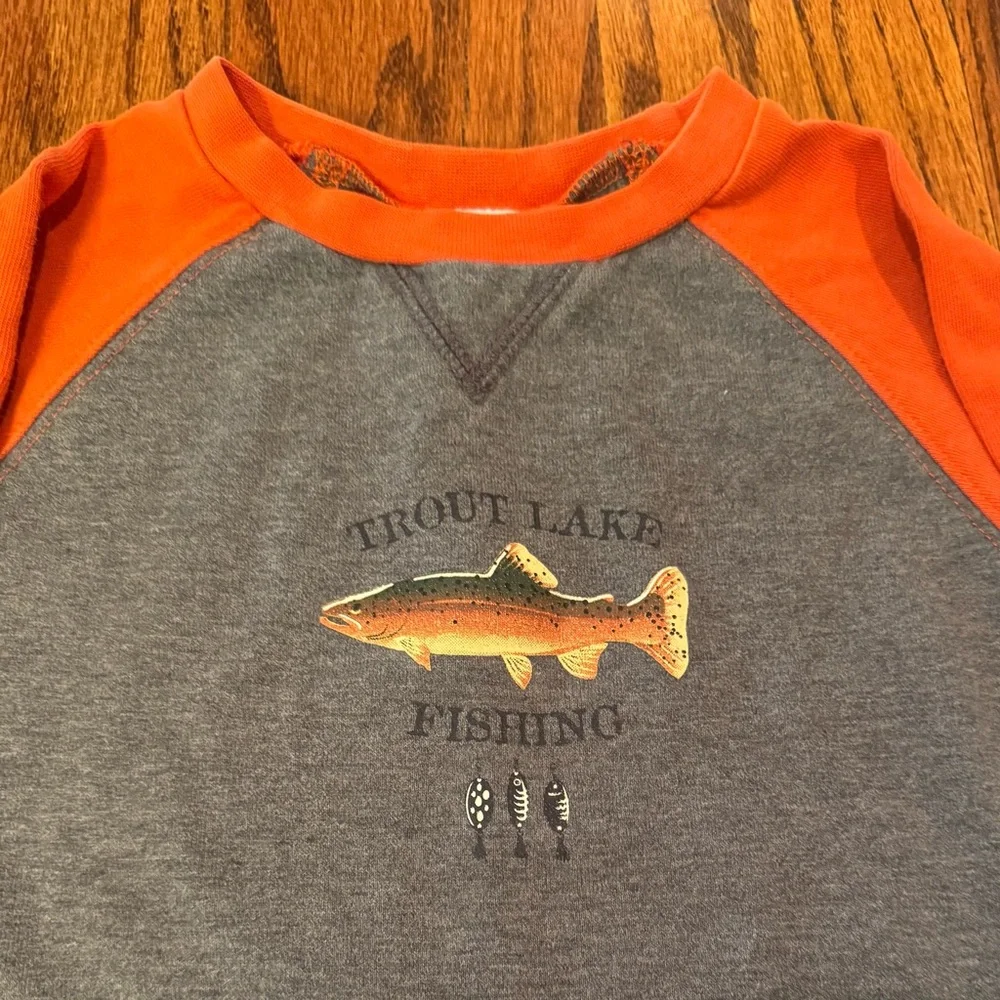 Vintage Gymboree Trout Fishing / Orange and Gray Shirt